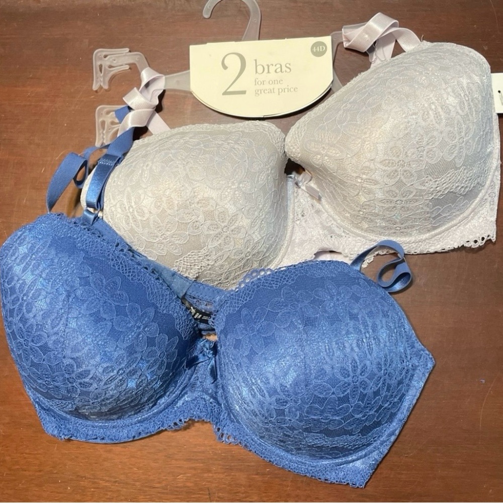 Cato 2 Women  Lace Underwire Bras Light Purple & Blue Size 44D NWT